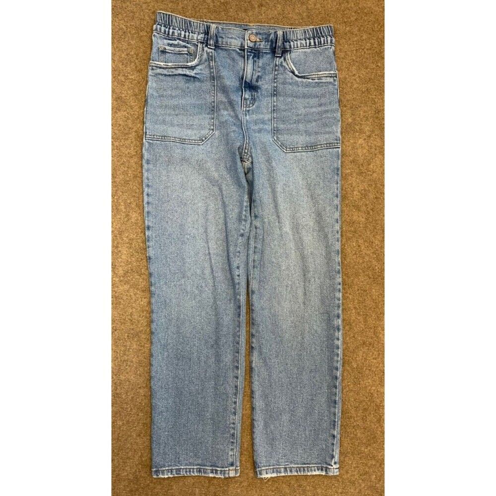 Sincerely Jules Relaxed Straight Jeans Womens 7/28 High Rise Patch Pockets Denim